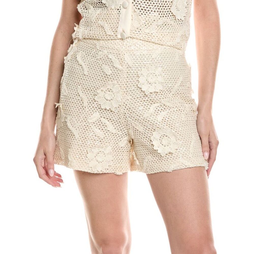 Milly Womens  Sequin Crochet Short, White